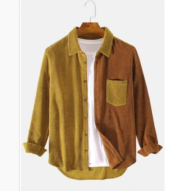 Theo | Men’s Spliced Corduroy Button-Up Cardigan
