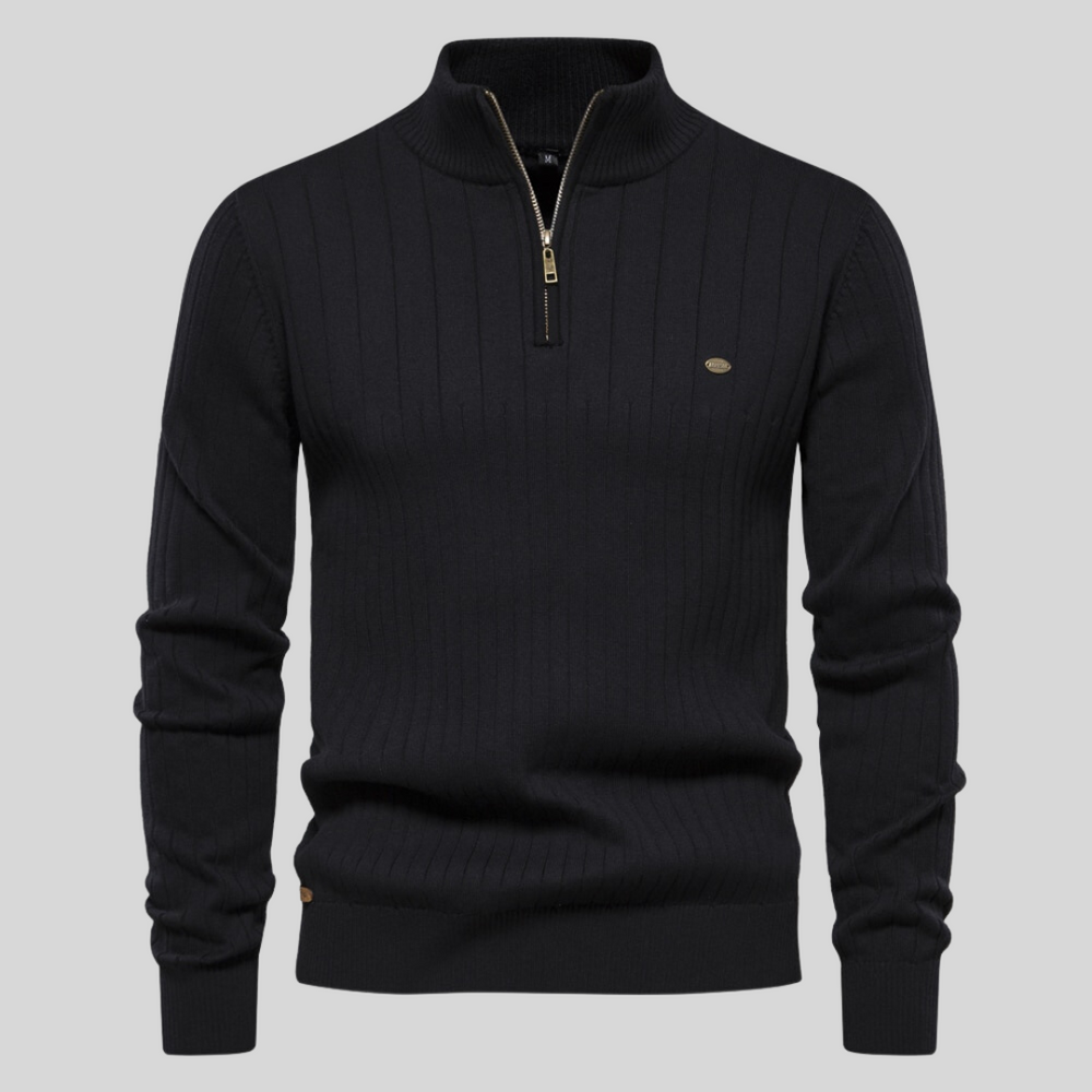 Logan | Men’s Winter Structured Ribbed Half-Zip Sweater