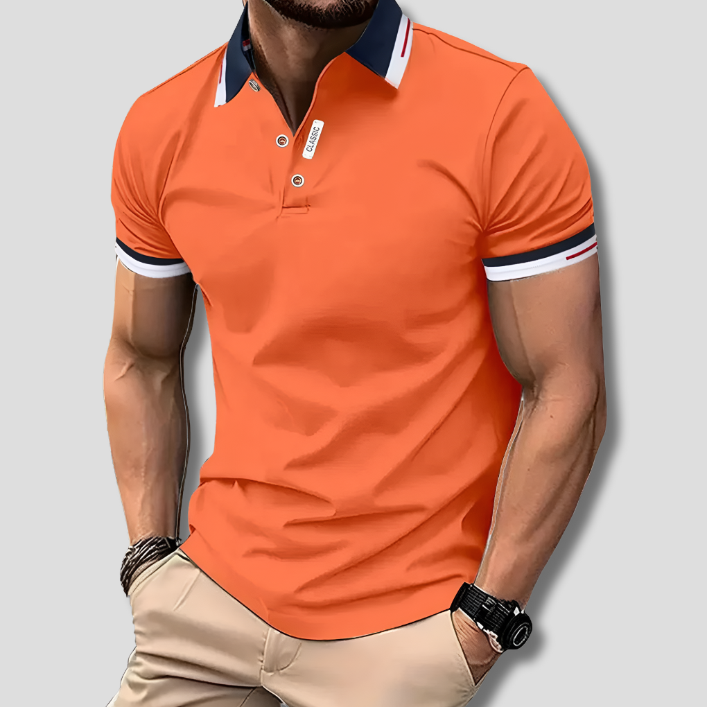 Chase | Men’s Polo Shirt with Modern Slim Fit and Collar Detail