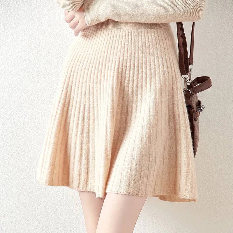 Phoebe | Women’s Merino Wool Ribbed Skirt