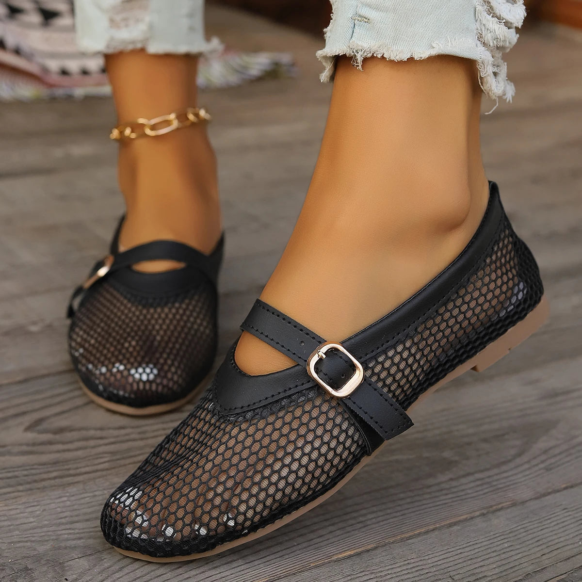 Lydia | Women’s Mesh Mary Jane Flats
