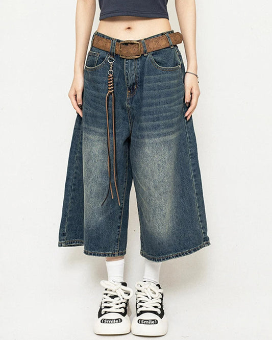 Keegan | Women’s Wide-Leg Denim Culotte with Cropped Length