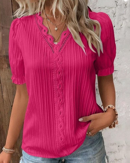 Fiona | Women’s Elegant Lace V-Neck Blouse