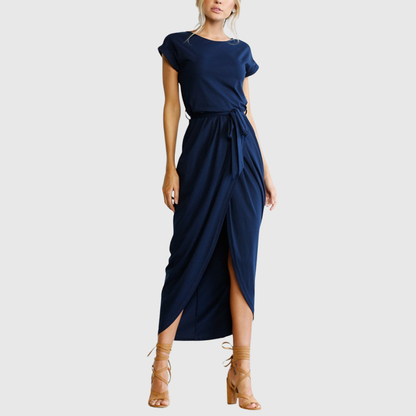 Brielle | Women’s Casual Belted Tulip Hem Midi Dress