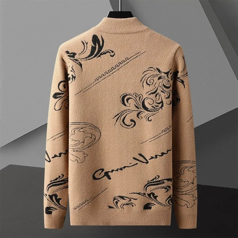 Dominic | Men’s Embroidered Wool Cardigan with Dragon Crest
