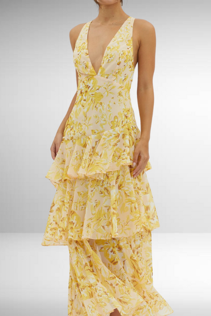 Marcellina | Women’s Elegant Floral Tiered Maxi Dress