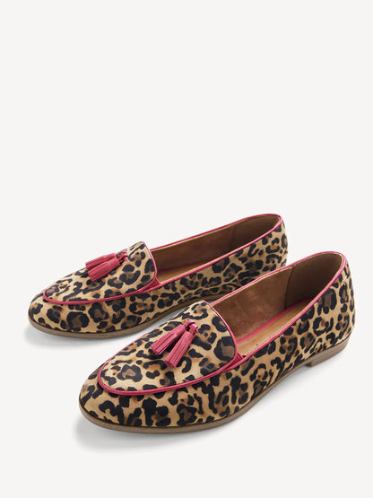 Odette | Women’s Leopard Tassel Detail Loafers
