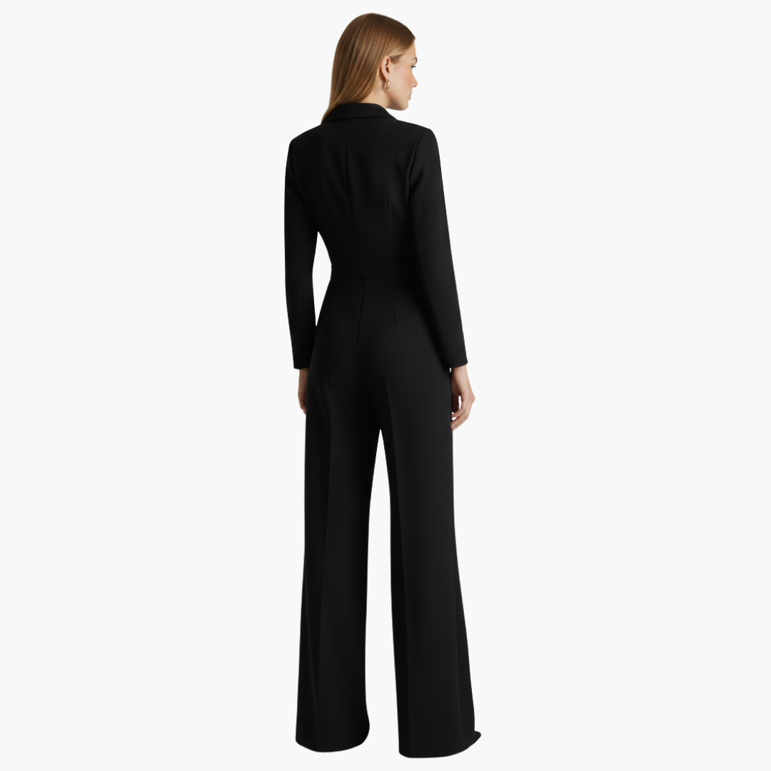 Vivienne | Women’s Long Sleeve Collared Wide-Leg Jumpsuit