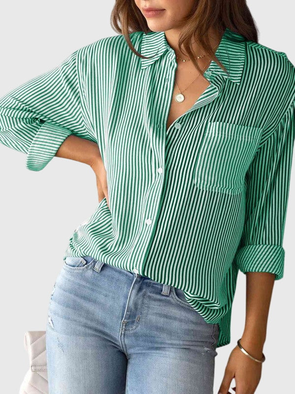 Ariana | Women’s Striped Tie Front Button-Up Shirt