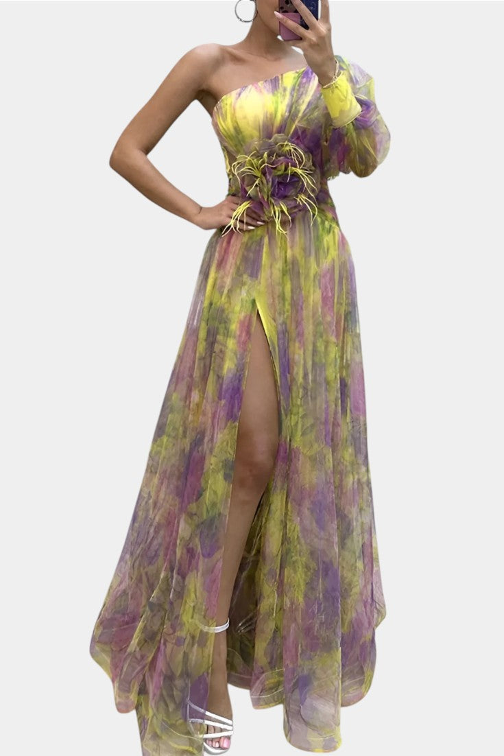 Everly | Women’s Elegant Floral Slit Maxi Dress