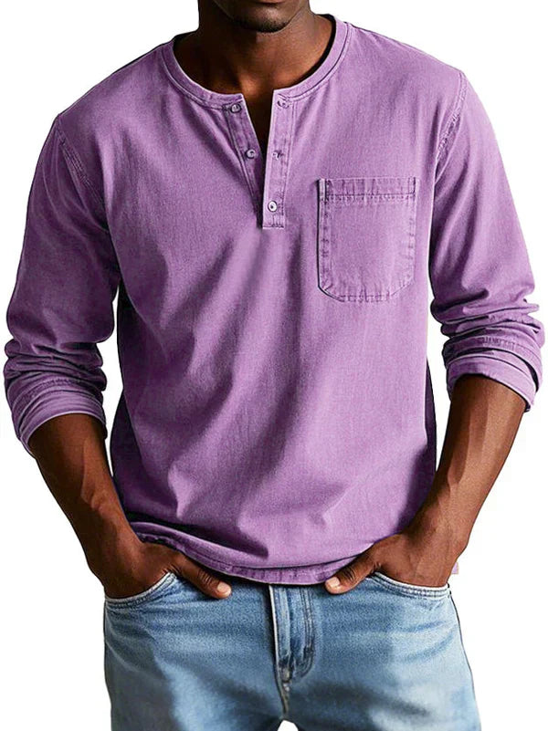 Weston | Men’s Casual Long Sleeve Button Neck Shirt