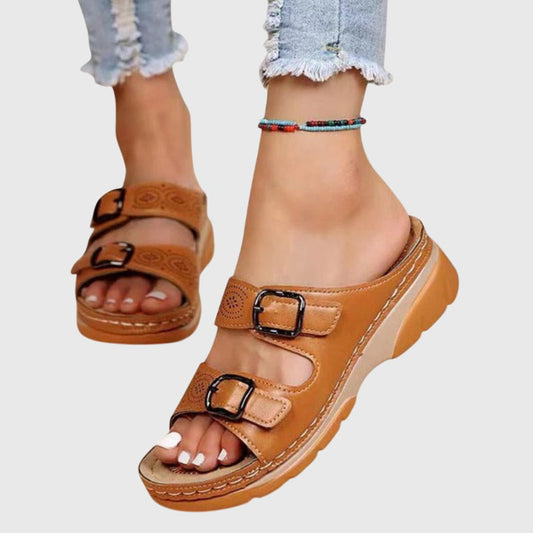 Kaia | Women’s Orthopedic Buckle Strap Leather Sandals