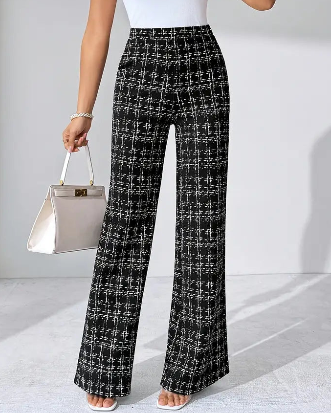 Danica | Women’s Tweed Plaid Flare Pants