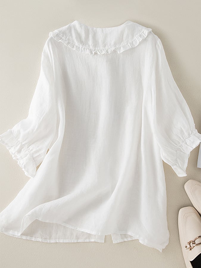 Darby | Women’s Loose Fit Ruffle Collar Shirt