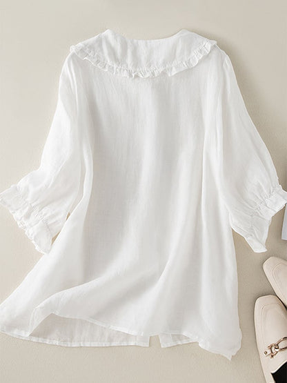 Darby | Women’s Loose Fit Ruffle Collar Shirt