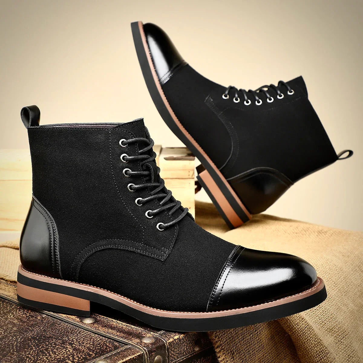 Mason | Men’s Lace-Up Ankle Boots with Pull Tab