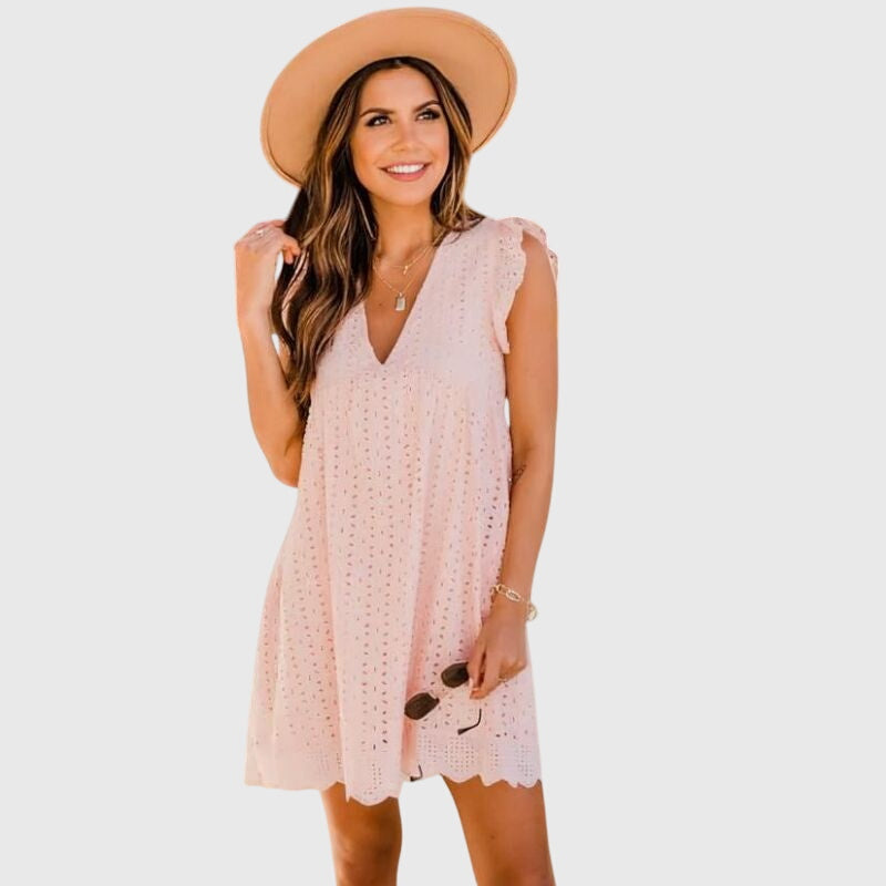 Ainsley | Women’s Eyelet V-Neck Summer Dress