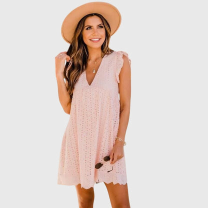 Ainsley | Women’s Eyelet V-Neck Summer Dress