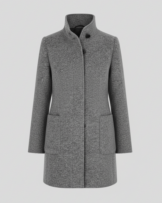 Crela | Women’s Mid-Length Coat with Stand Collar Design