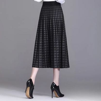 Fiona | Women’s Houndstooth Midi Skirt