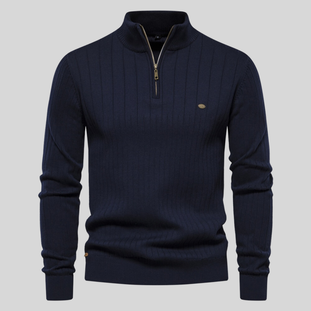 Logan | Men’s Winter Structured Ribbed Half-Zip Sweater
