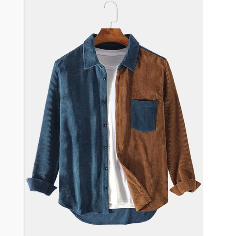 Theo | Men’s Spliced Corduroy Button-Up Cardigan