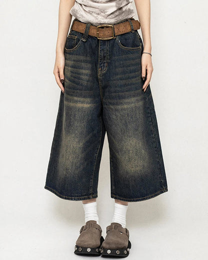 Keegan | Women’s Wide-Leg Denim Culotte with Cropped Length