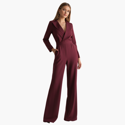 Vivienne | Women’s Long Sleeve Collared Wide-Leg Jumpsuit