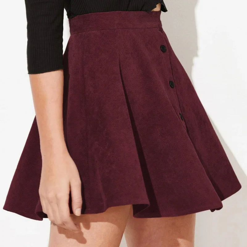 Lena | Women’s Corduroy Mini Skirt with Button Front