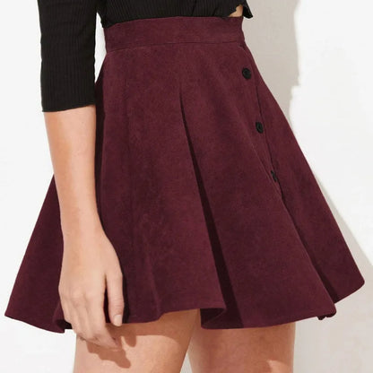 Lena | Women’s Corduroy Mini Skirt with Button Front
