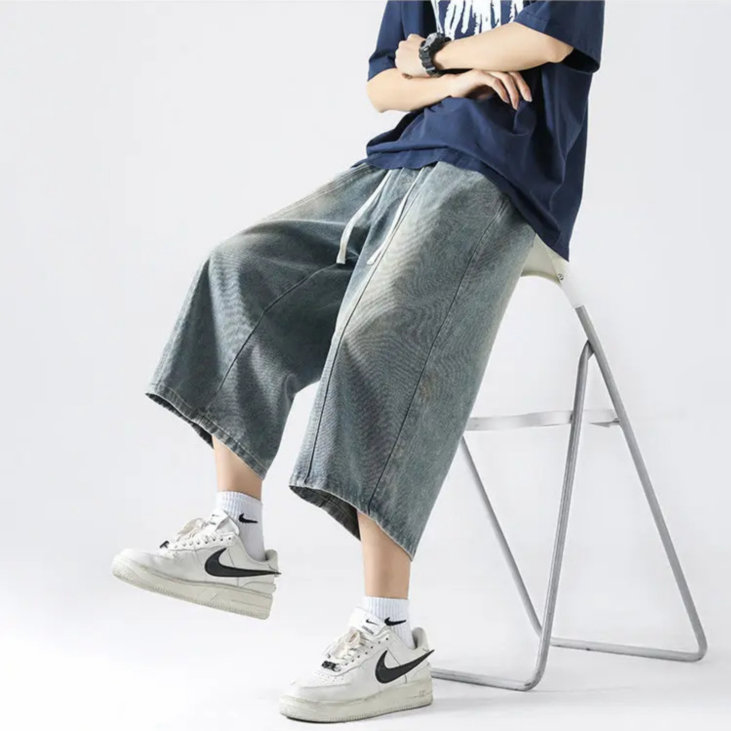 Mason | Men’s Wide-Leg Cropped Denim Shorts