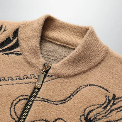 Dominic | Men’s Embroidered Wool Cardigan with Dragon Crest