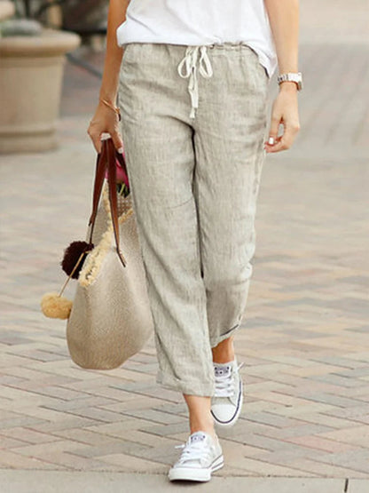 Selma | Women’s Elegant Cropped Linen Trousers with Relaxed Summer Fit