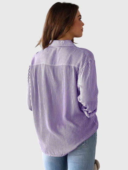 Ariana | Women’s Striped Tie Front Button-Up Shirt
