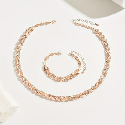 Aubrielle | Women’s Elegant Rhinestone Necklace Bracelet Set