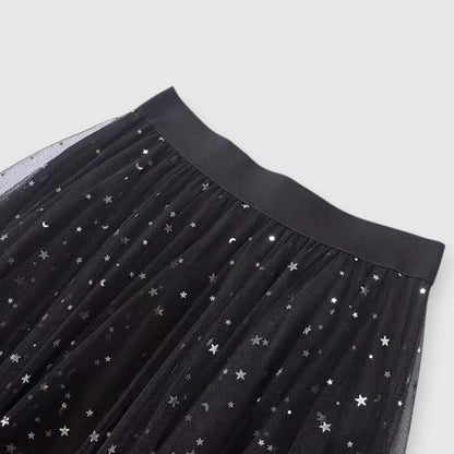 Ellerie | Women’s Sparkle Mesh Handkerchief Hem Skirt