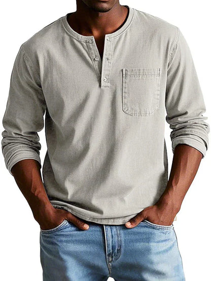 Weston | Men’s Casual Long Sleeve Button Neck Shirt