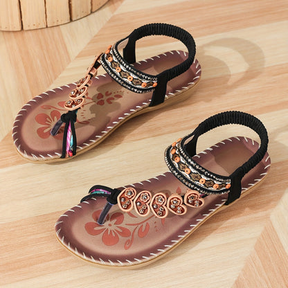 Delilah | Women’s Floral Strap Flat Summer Sandals