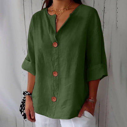 Millicent | Women’s Relaxed Button-Front Linen Spring Blouse