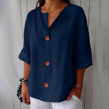 Millicent | Women’s Relaxed Button-Front Linen Spring Blouse