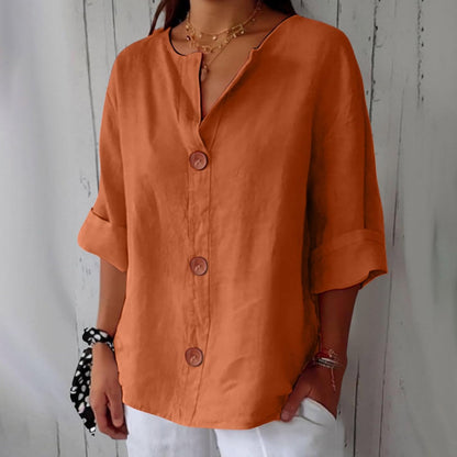 Millicent | Women’s Relaxed Button-Front Linen Spring Blouse