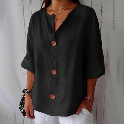 Millicent | Women’s Relaxed Button-Front Linen Spring Blouse