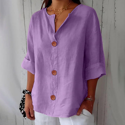 Millicent | Women’s Relaxed Button-Front Linen Spring Blouse