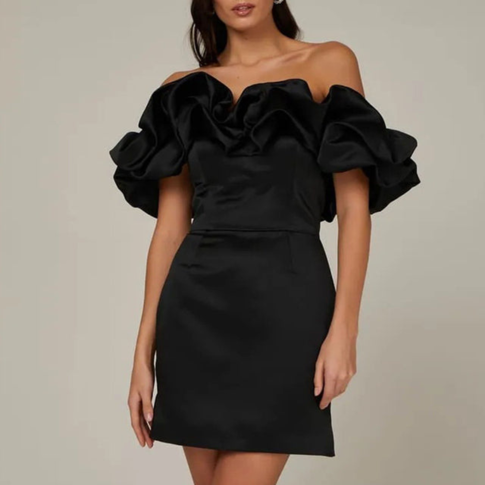 Blaire | Women’s Wedding Ruffle Mini Dress with Off-Shoulder Neckline