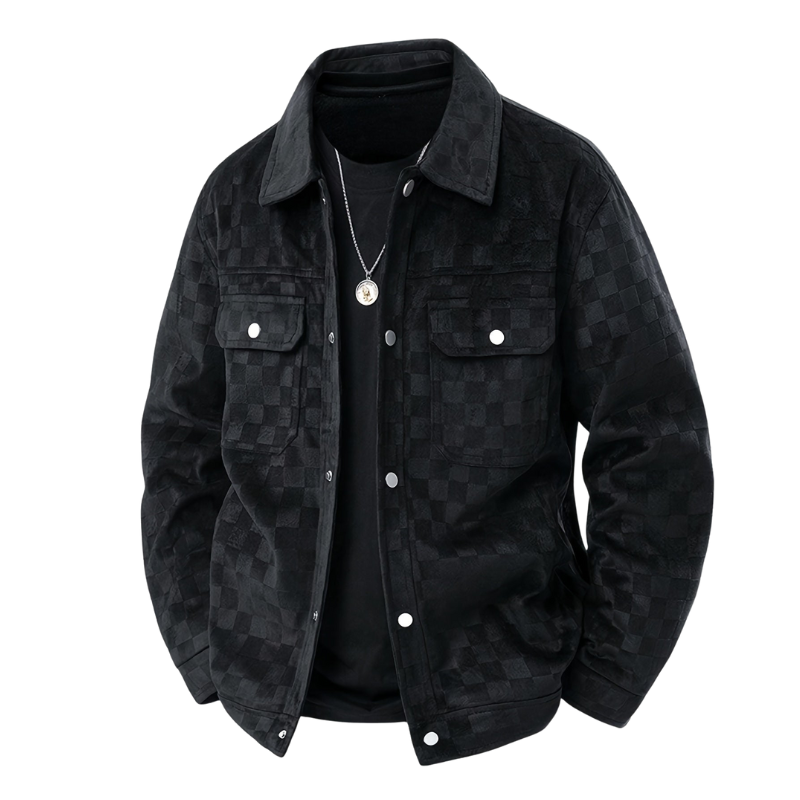 Shawn | Men’s Checkered Collared Jacket with Full Sleeves