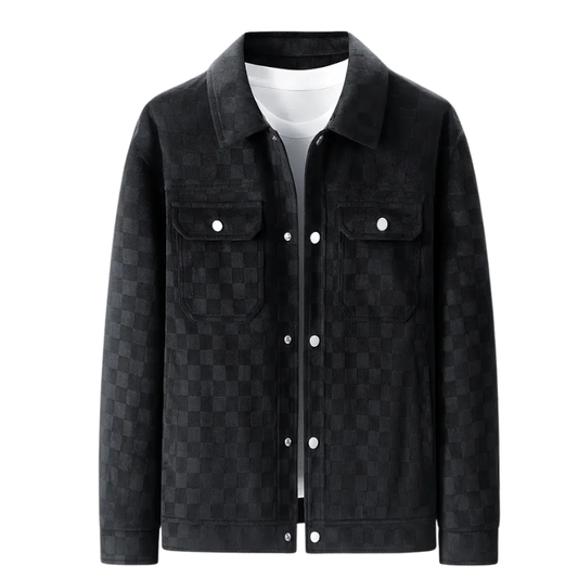 Shawn | Men’s Checkered Collared Jacket with Full Sleeves