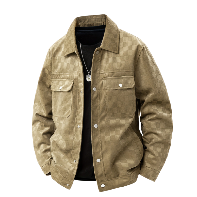 Shawn | Men’s Checkered Collared Jacket with Full Sleeves