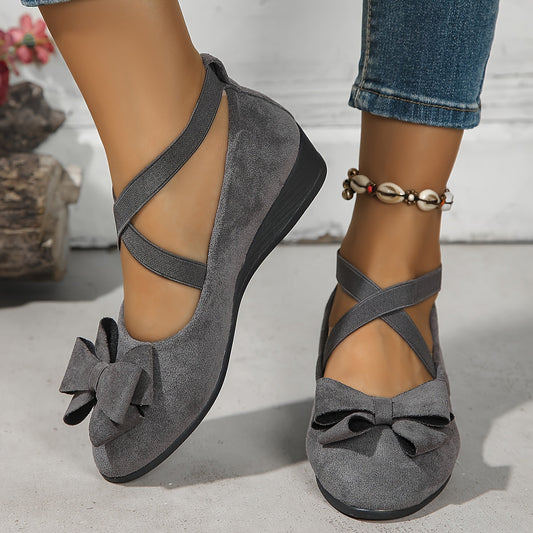 Elowen | Women’s Sophisticated Bow Detail Wedge Loafers