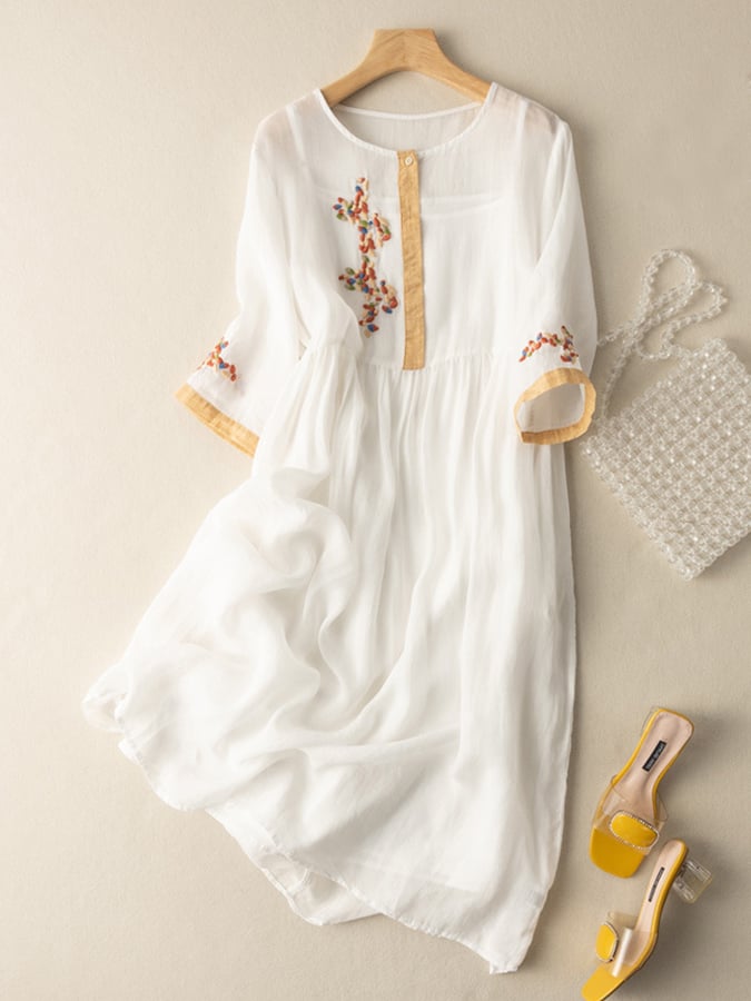 Zaylani | Women’s Summer Embroidered Ethnic Midi Dress