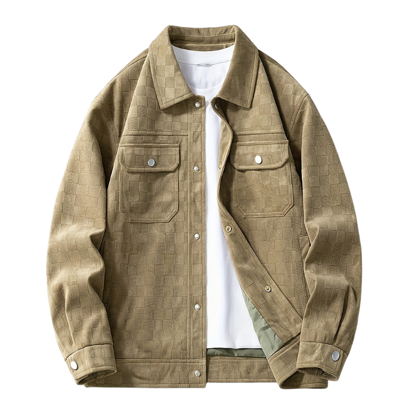 Shawn | Men’s Checkered Collared Jacket with Full Sleeves